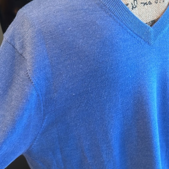 Vineyard Vines Merino wool blend long sleeve vneck light sweater periwinkle blue - Picture 3 of 14